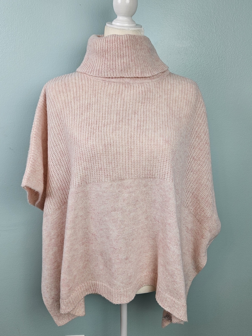 NWT LOFT Outlet Pale Pink Turtleneck Poncho Sweater